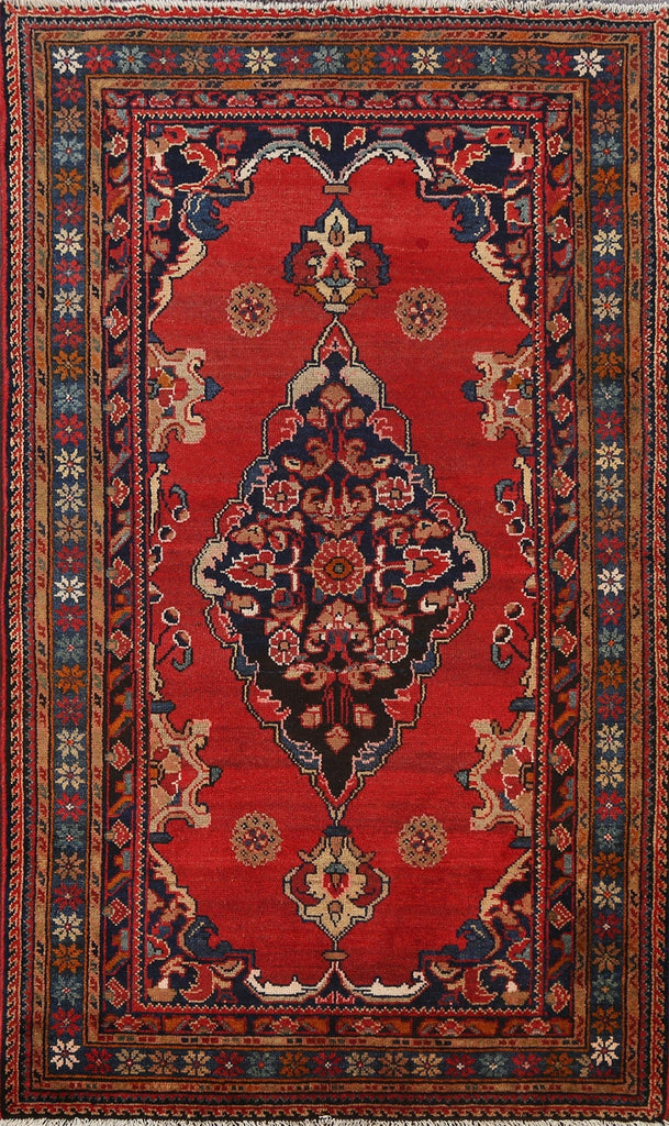 Geometric Hamedan Persian Area Rug 4x7