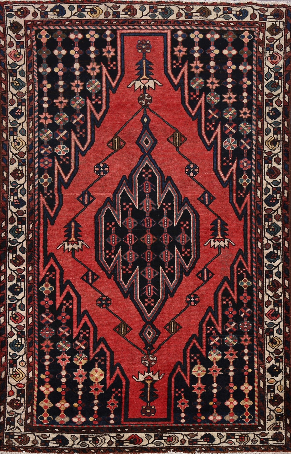 Tribal Geometric Hamedan Persian Area Rug 4x6