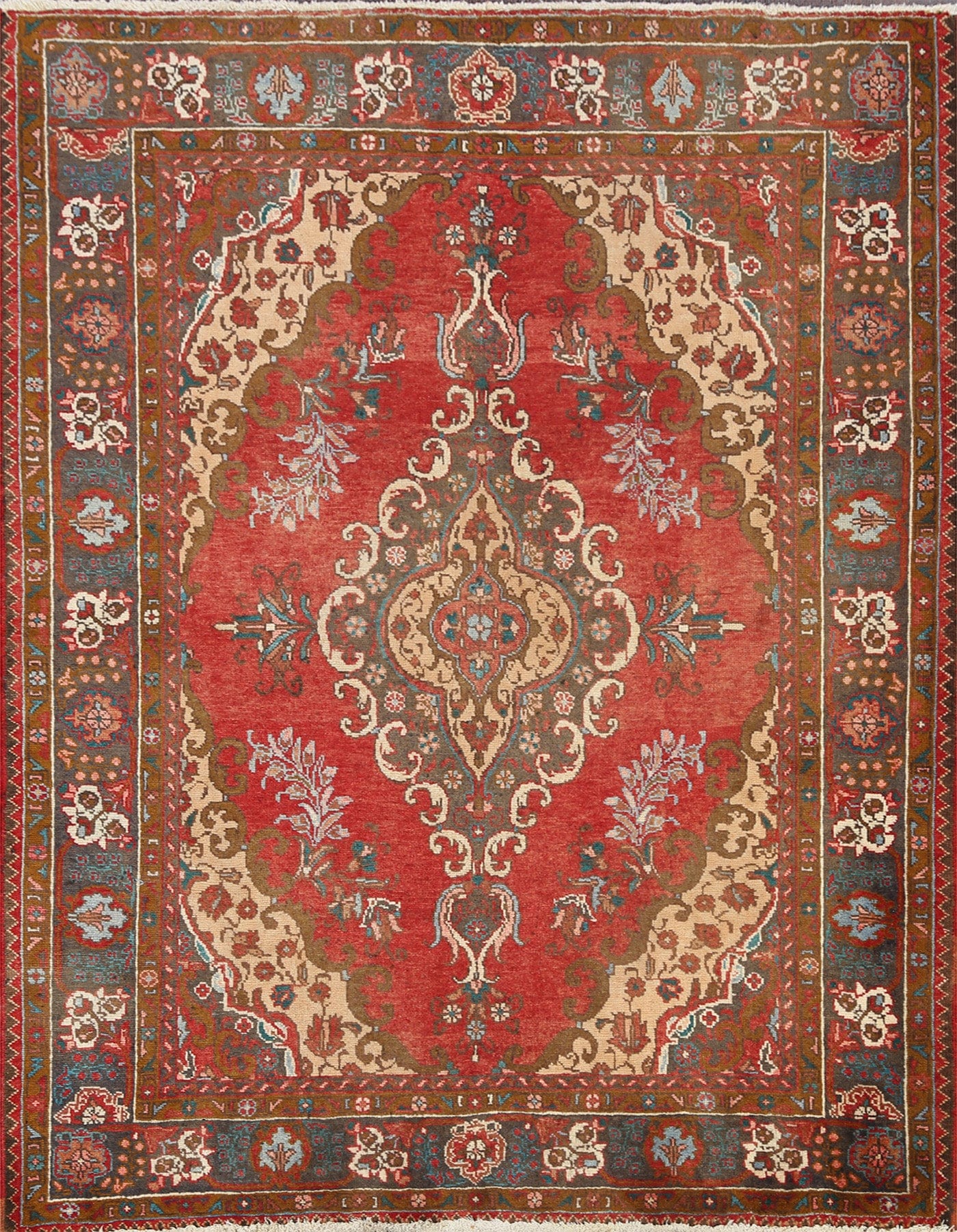 Floral Tabriz Persian Area Rug 5x6