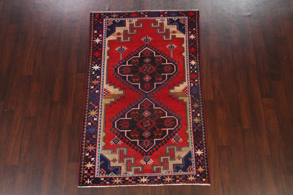 Geometric Hamedan Persian Area Rug 4x7