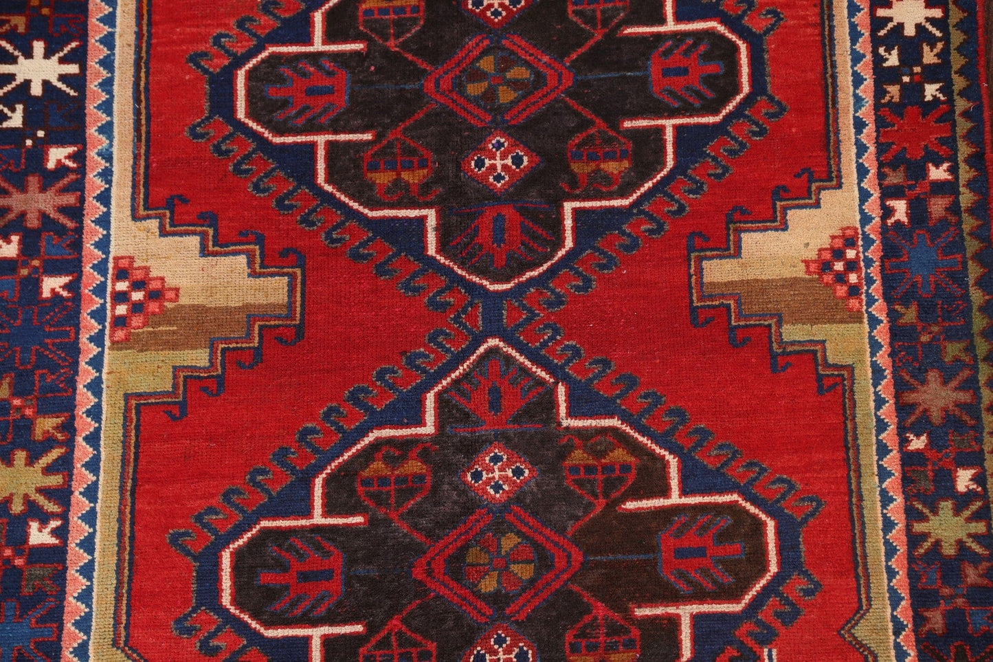 Geometric Hamedan Persian Area Rug 4x7