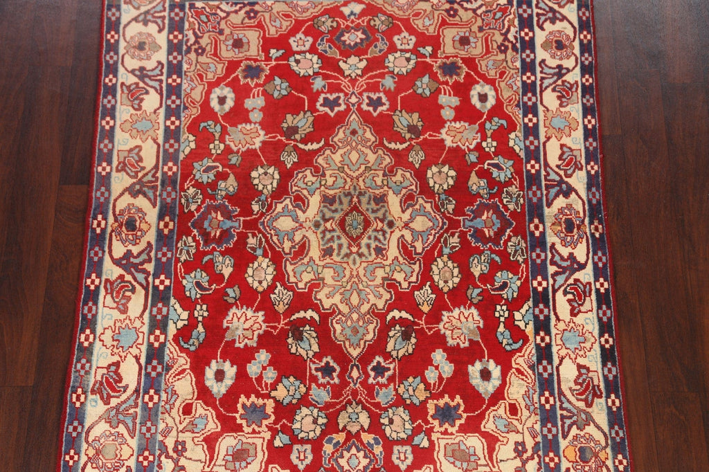 Floral Red Kashan Persian Area Rug 5x7