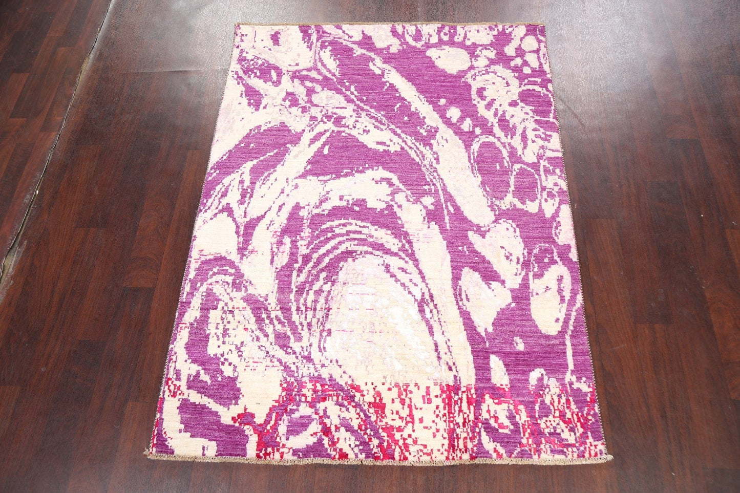 100% Vegetable Dye Abstract Oriental Area Rug 4x6