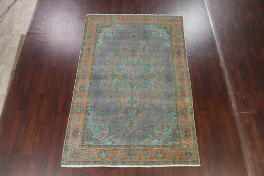 Distressed Charcoal Tabriz Persian Area Rug 6x10