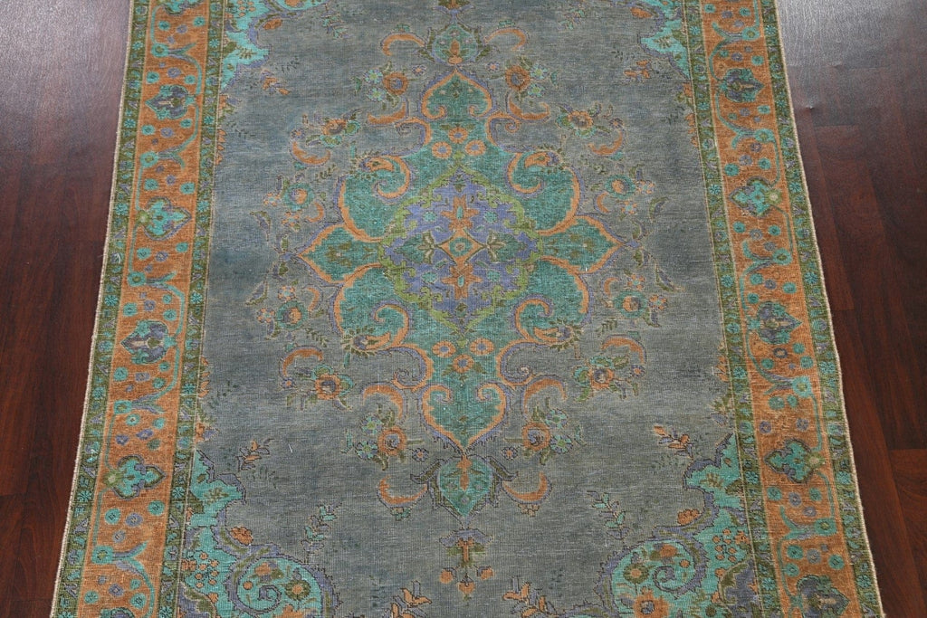 Distressed Charcoal Tabriz Persian Area Rug 6x10