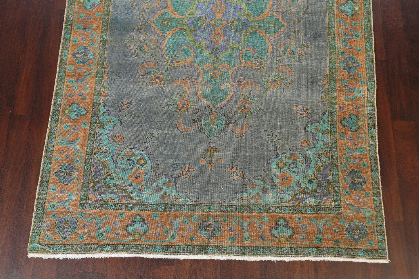 Distressed Charcoal Tabriz Persian Area Rug 6x10