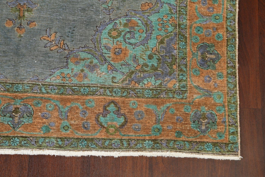 Distressed Charcoal Tabriz Persian Area Rug 6x10