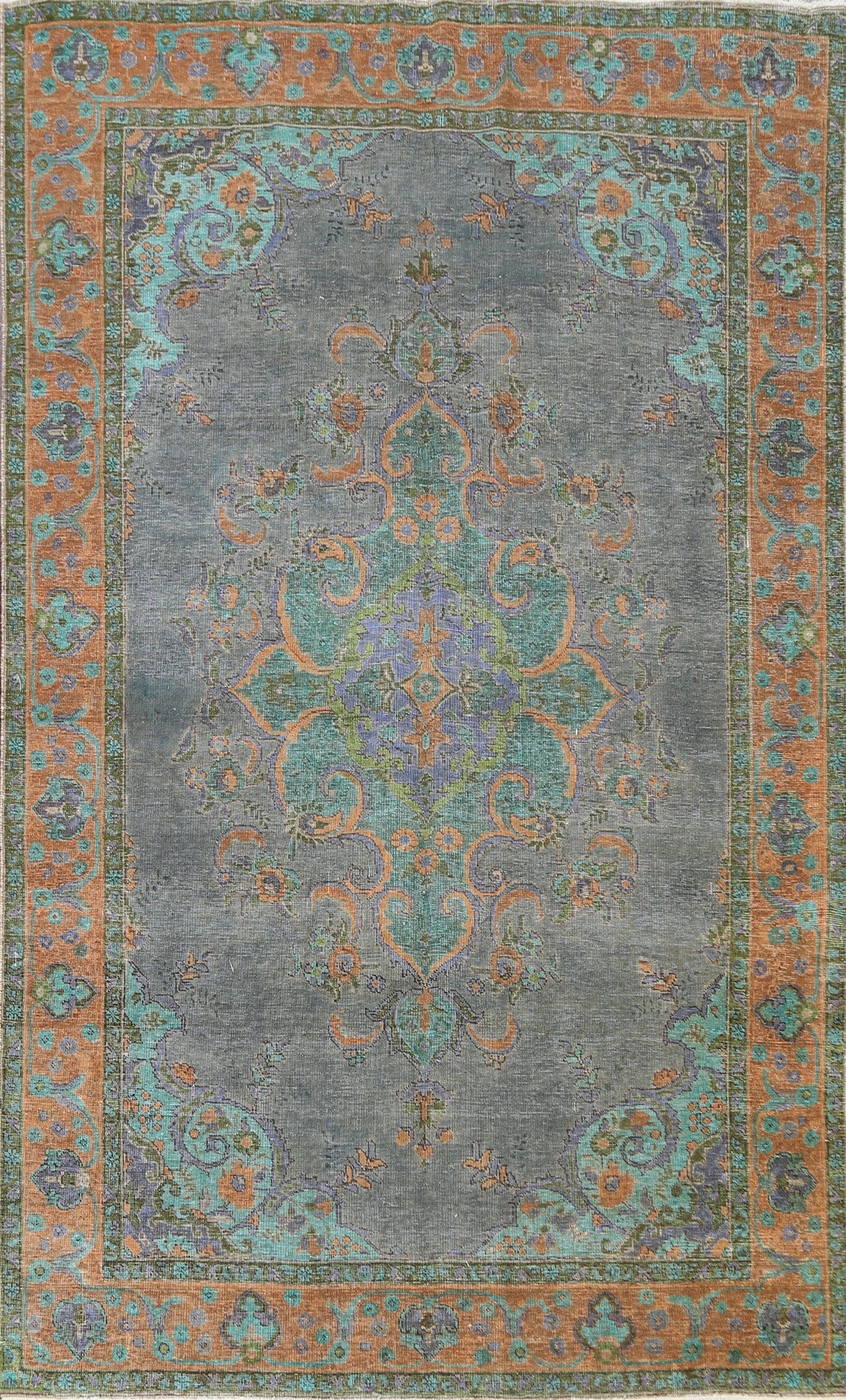 Distressed Charcoal Tabriz Persian Area Rug 6x10