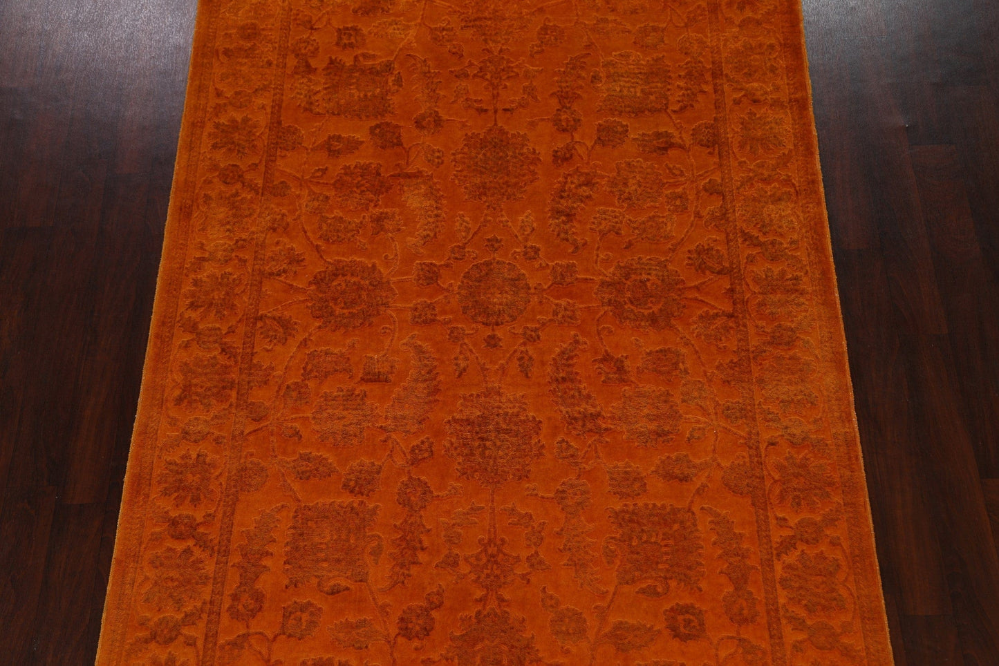 Vegetable Dye Carved Orange Oushak Chobi Oriental Area Rug 6x9