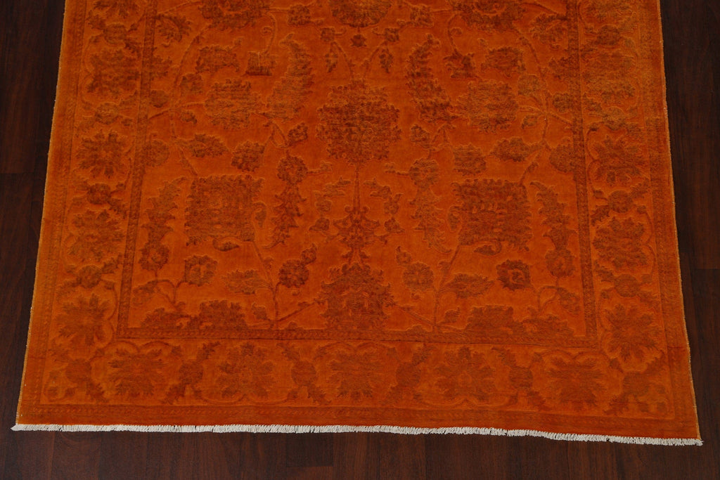 Vegetable Dye Carved Orange Oushak Chobi Oriental Area Rug 6x9