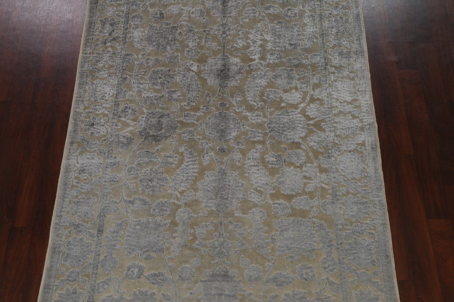 Vegetable Dye Carved Beige Oushak Chobi Oriental Area Rug 6x9