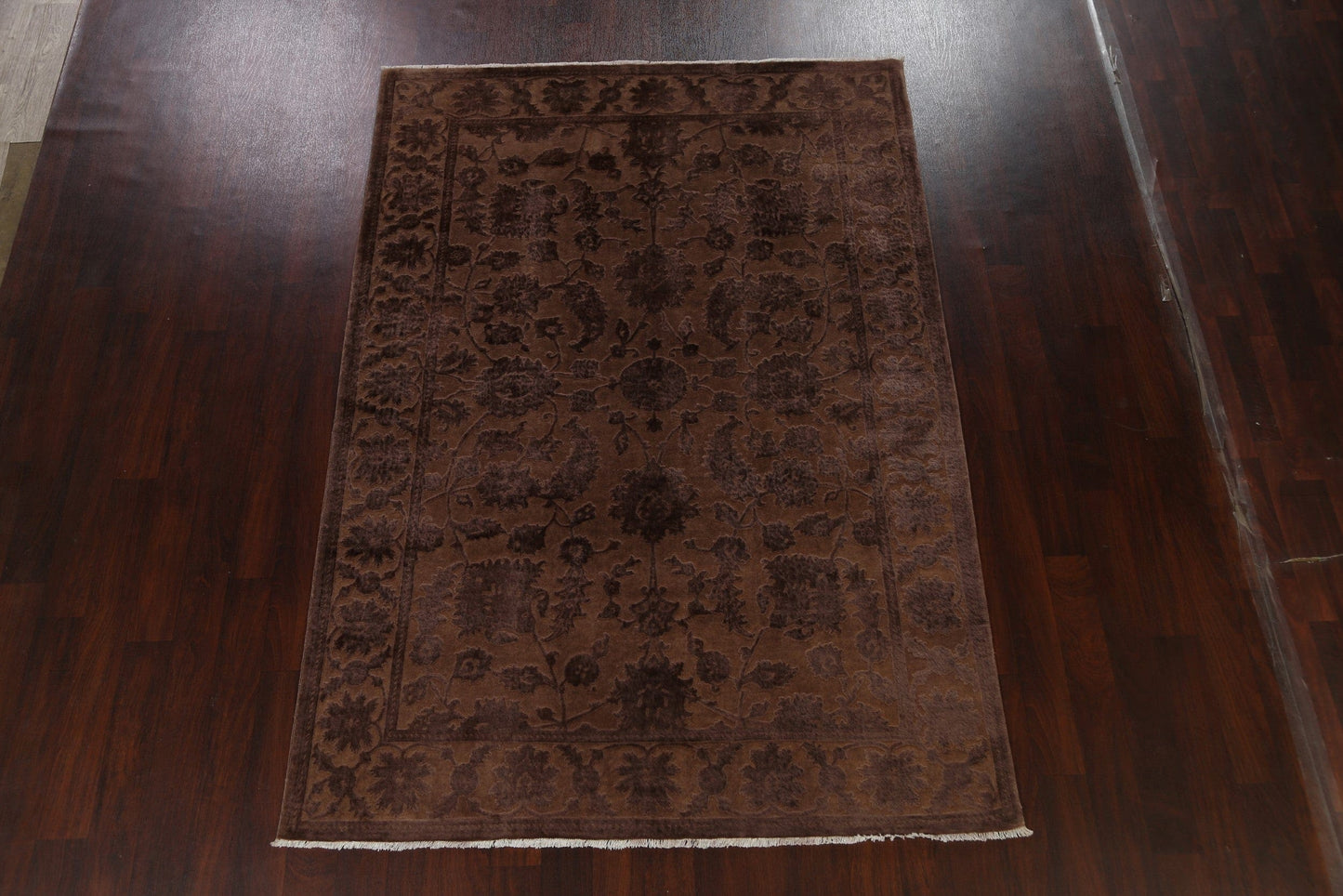 Vegetable Dye Carved Brown Oushak Chobi Oriental Area Rug 6x9