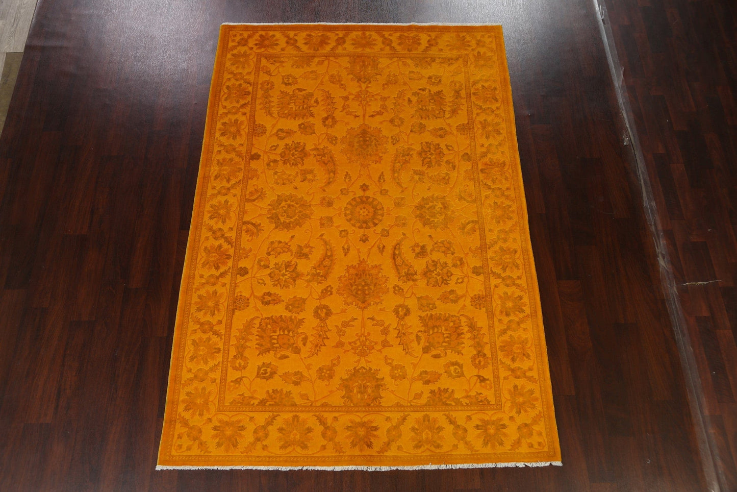 Vegetable Dye Carved Yellow Oushak Chobi Oriental Area Rug 6x9