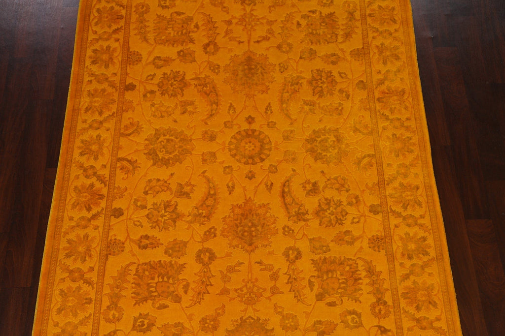 Vegetable Dye Carved Yellow Oushak Chobi Oriental Area Rug 6x9