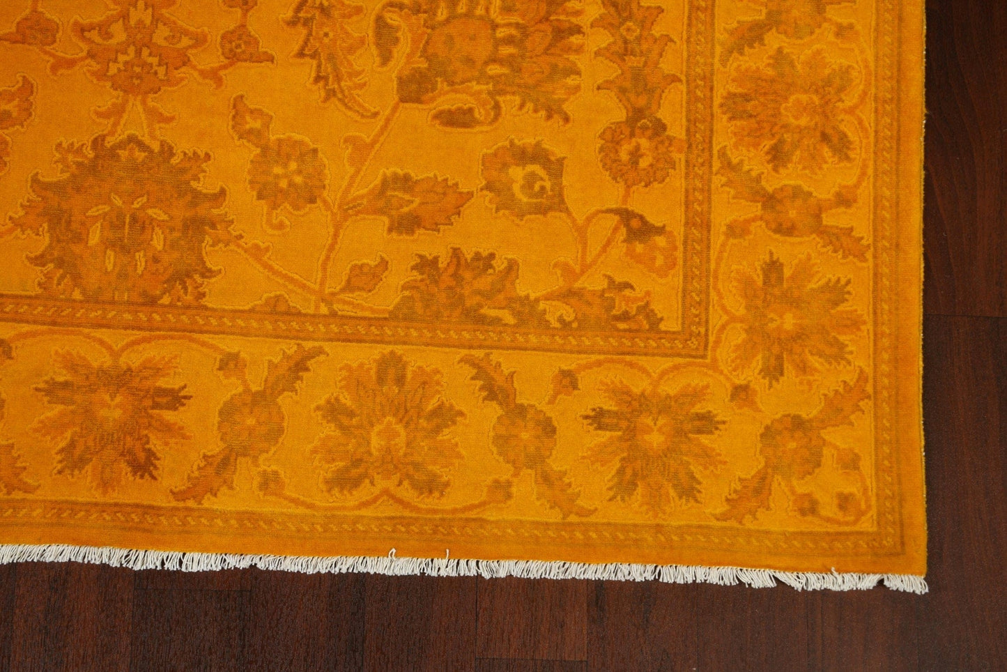 Vegetable Dye Carved Yellow Oushak Chobi Oriental Area Rug 6x9