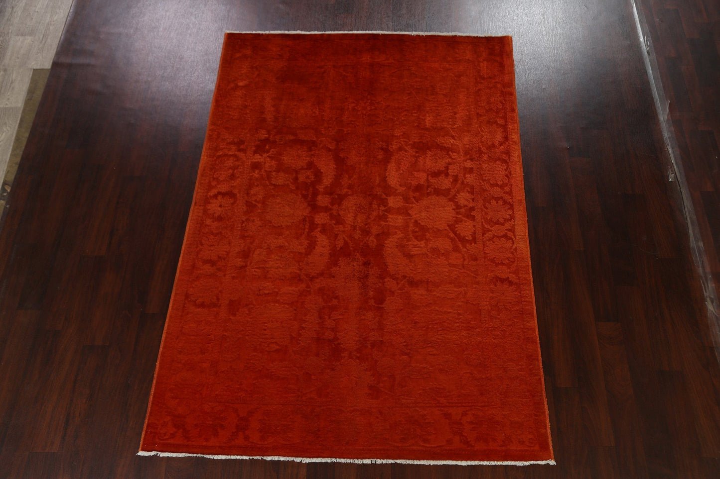 Vegetable Dye Carved Orange Oushak Chobi Oriental Area Rug 6x9