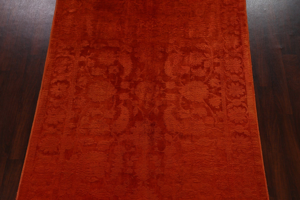 Vegetable Dye Carved Orange Oushak Chobi Oriental Area Rug 6x9