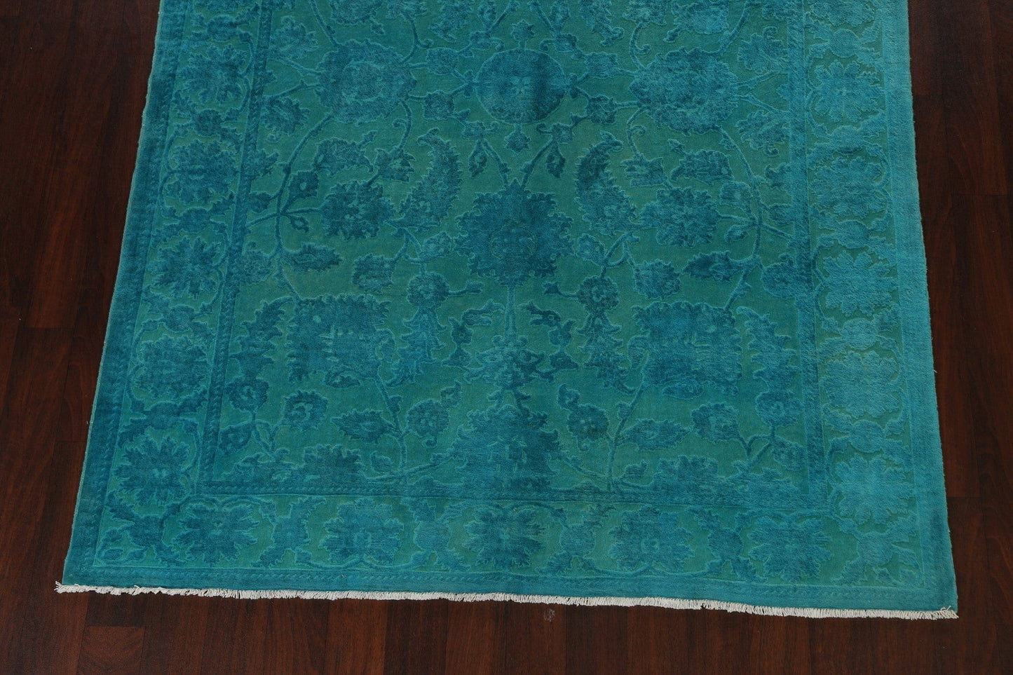 Vegetable Dye Carved Aqua Oushak Chobi Oriental Area Rug 6x9