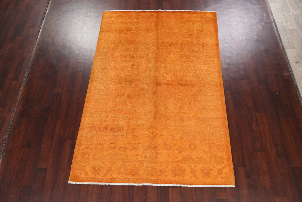 Vegetable Dye Carved Oushak Chobi Oriental Area Rug 6x9