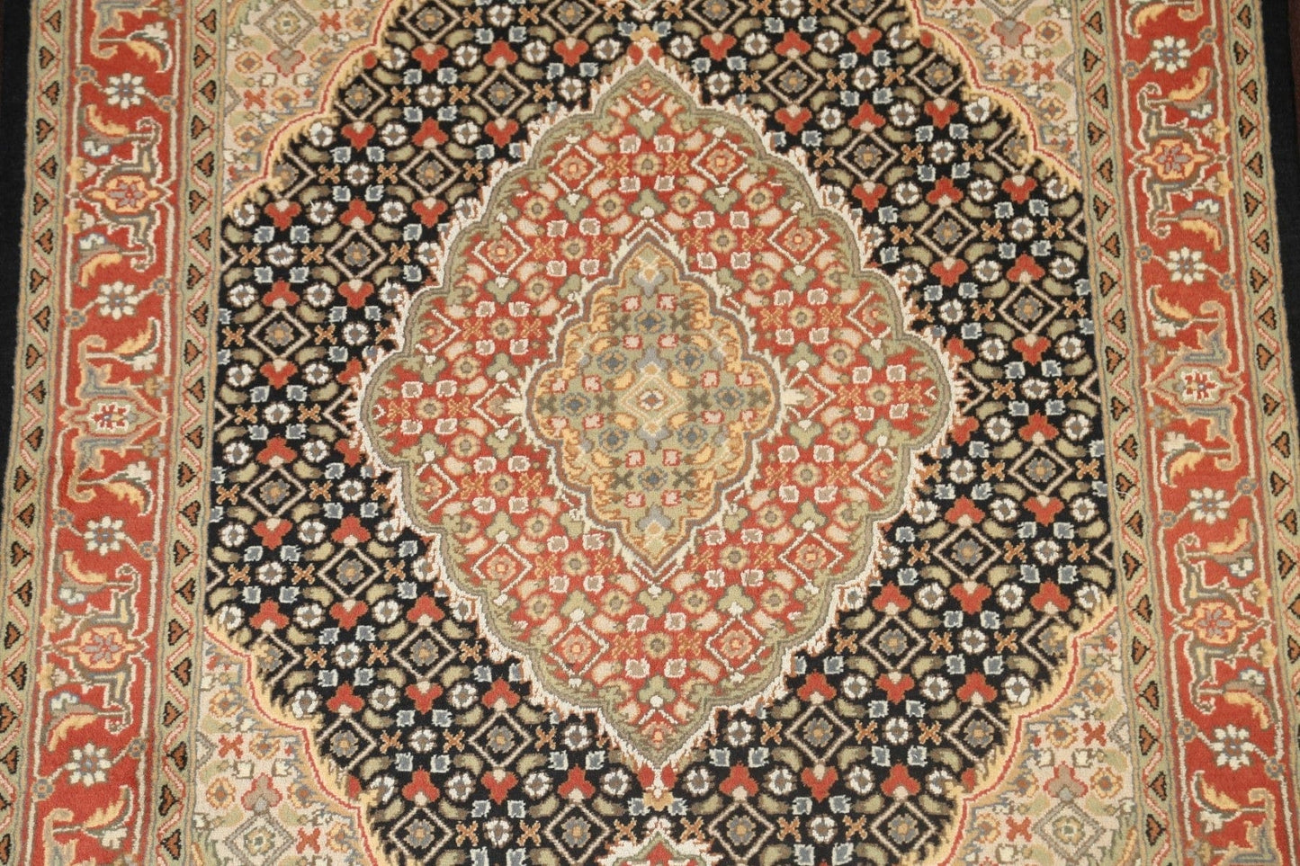 Vegetable Dye Geometric Tabriz Mahi Oriental Area Rug 4x6