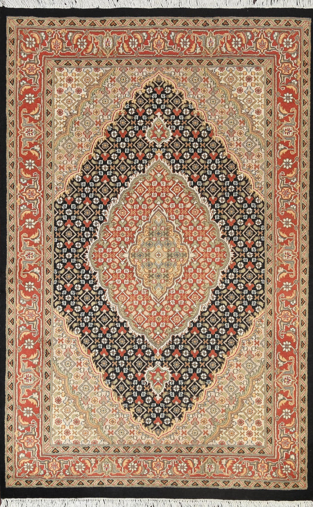 Vegetable Dye Geometric Tabriz Mahi Oriental Area Rug 4x6