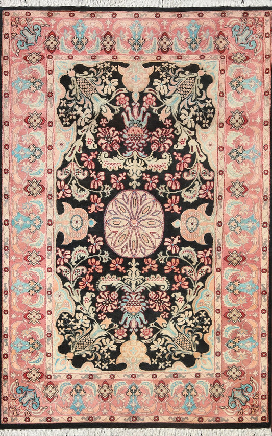 Vegetable Dye Floral Tabriz Oriental Area Rug 4x6