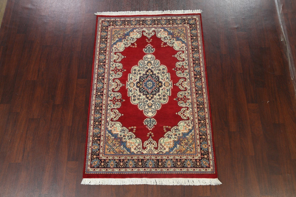 100% Vegetable Dye Red Tabriz Oriental Area Rug 5x7