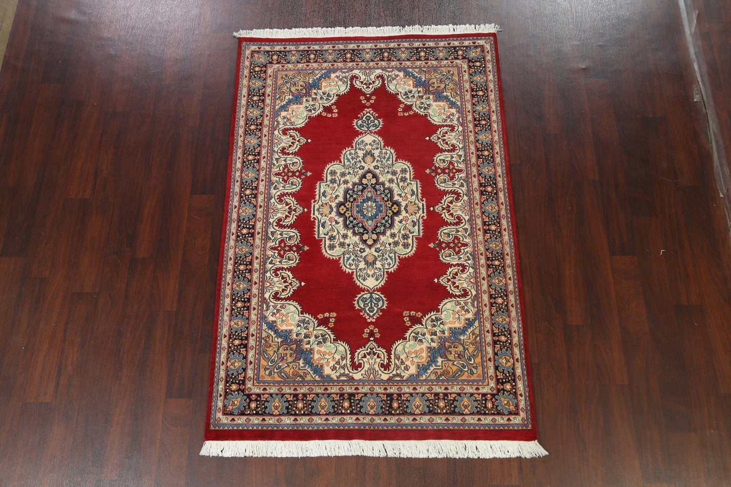 100% Vegetable Dye Red Tabriz Oriental Area Rug 5x7