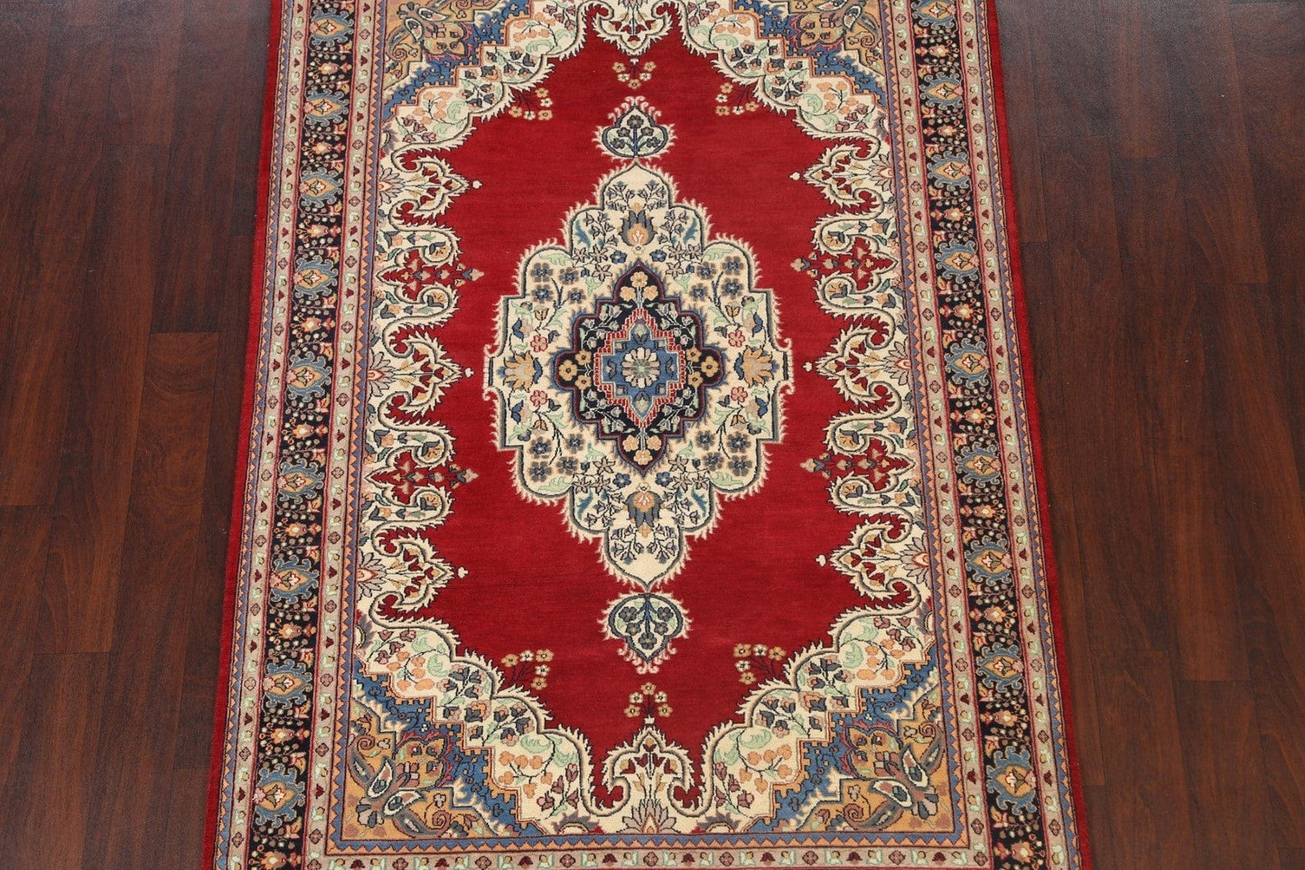 100% Vegetable Dye Red Tabriz Oriental Area Rug 5x7