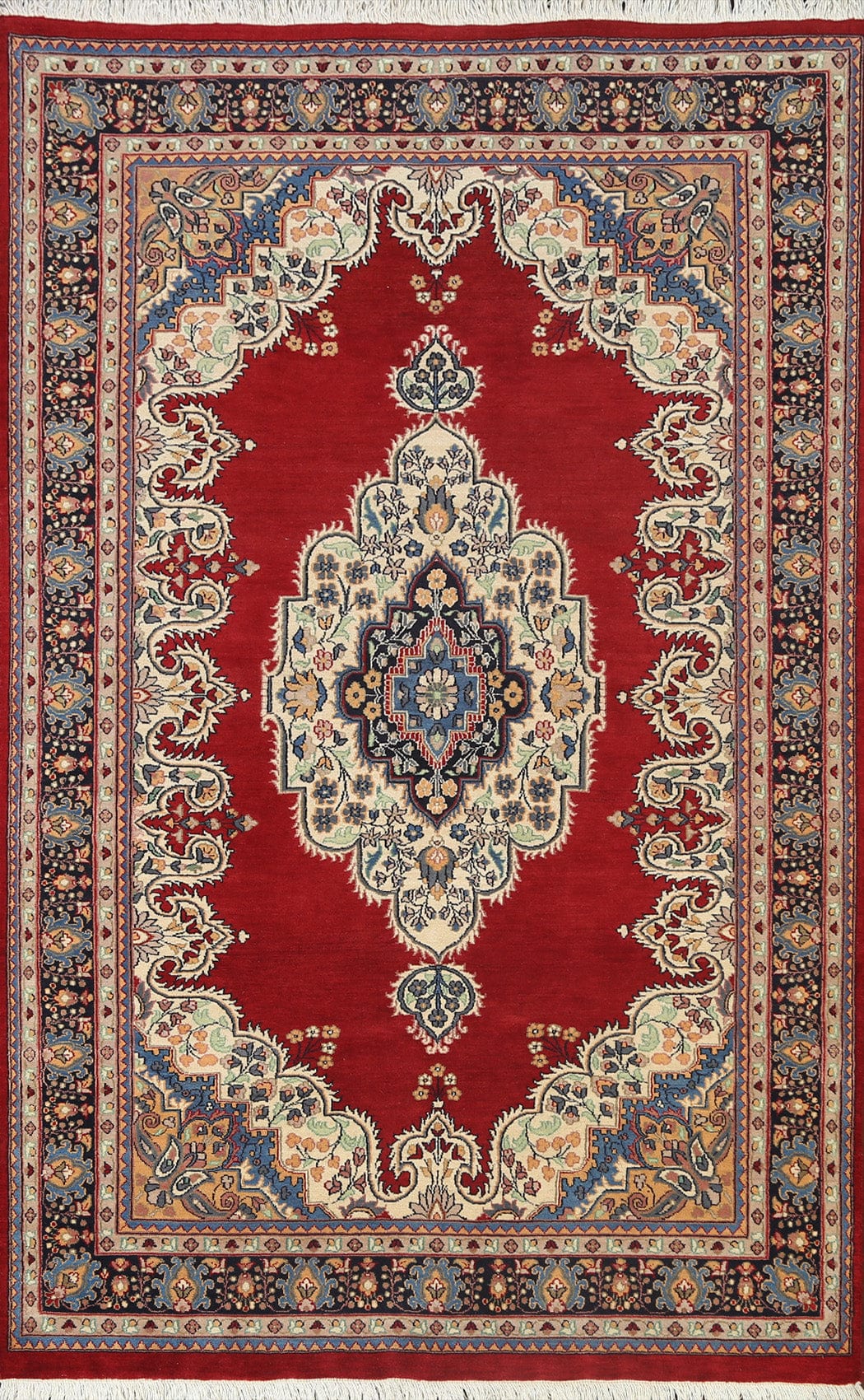 100% Vegetable Dye Red Tabriz Oriental Area Rug 5x7