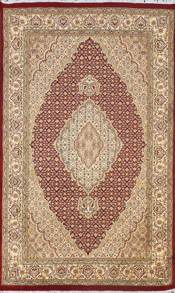 Vegetable Dye Geometric Tabriz Mahi Oriental Area Rug 4x7