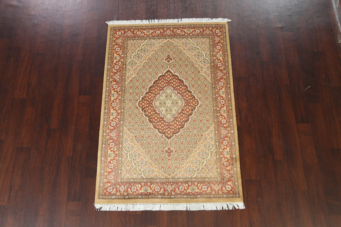 Vegetable Dye Geometric Tabriz Mahi Oriental Area Rug 4x6