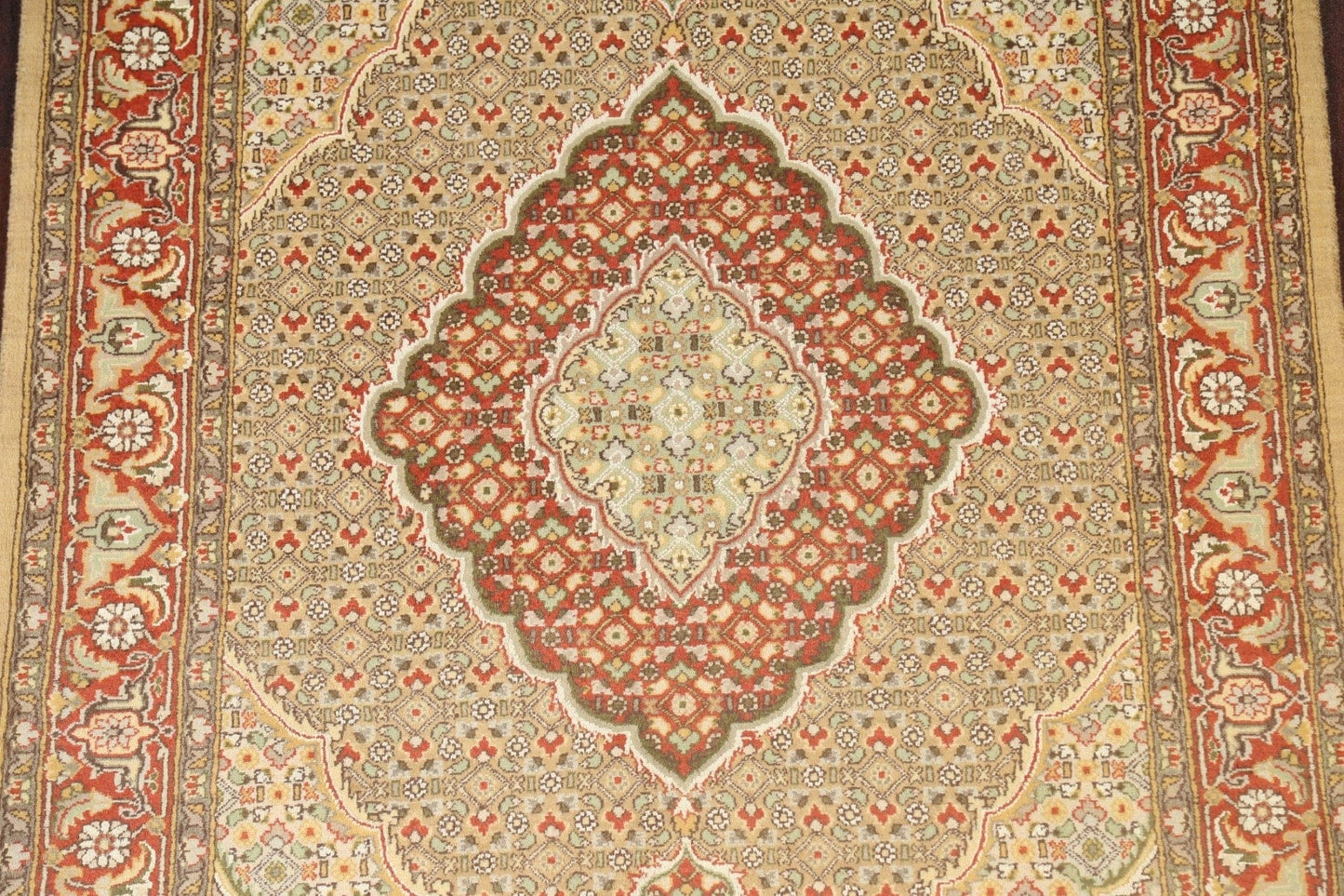 Vegetable Dye Geometric Tabriz Mahi Oriental Area Rug 4x6