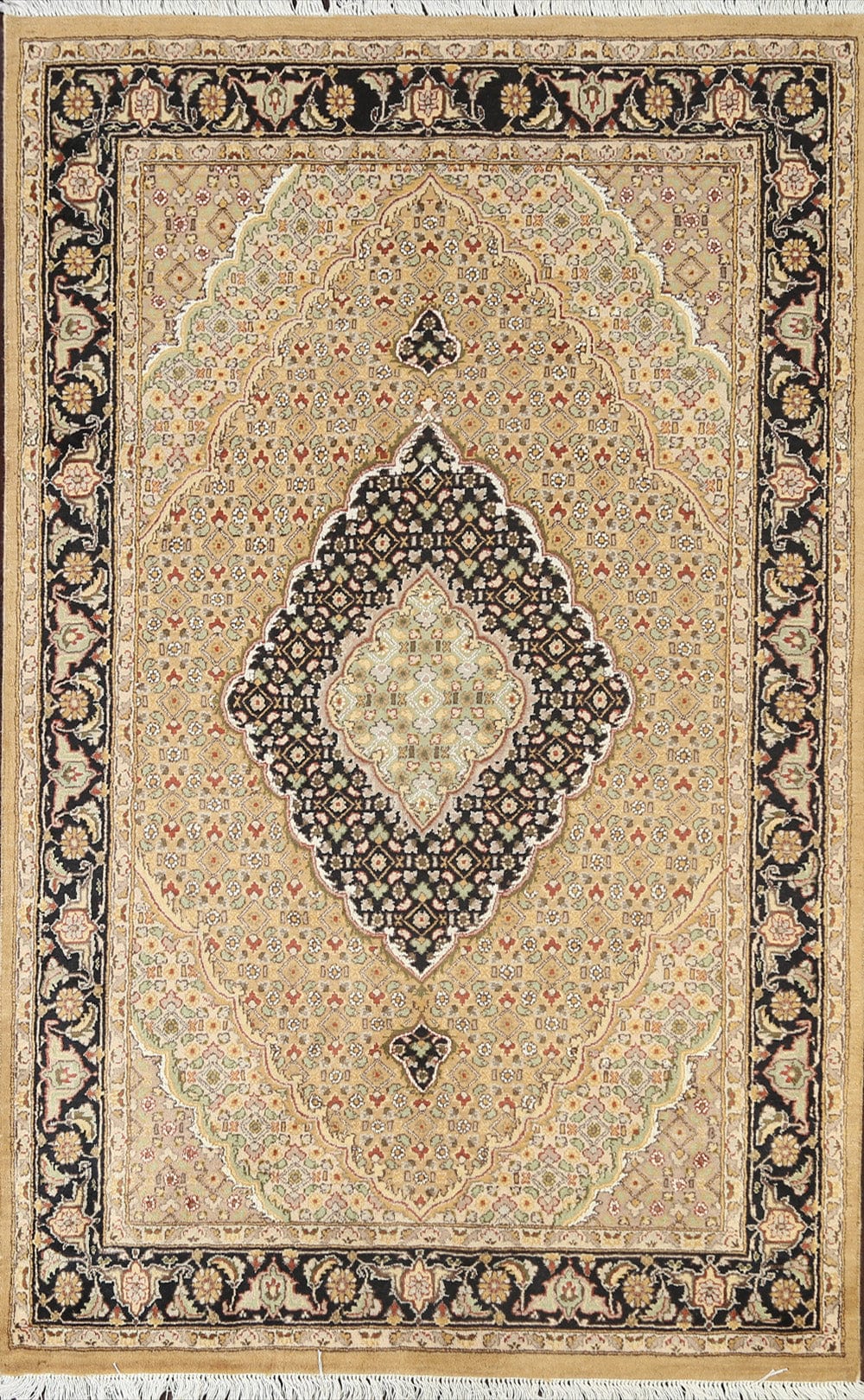 Vegetable Dye Geometric Tabriz Mahi Oriental Area Rug 4x6