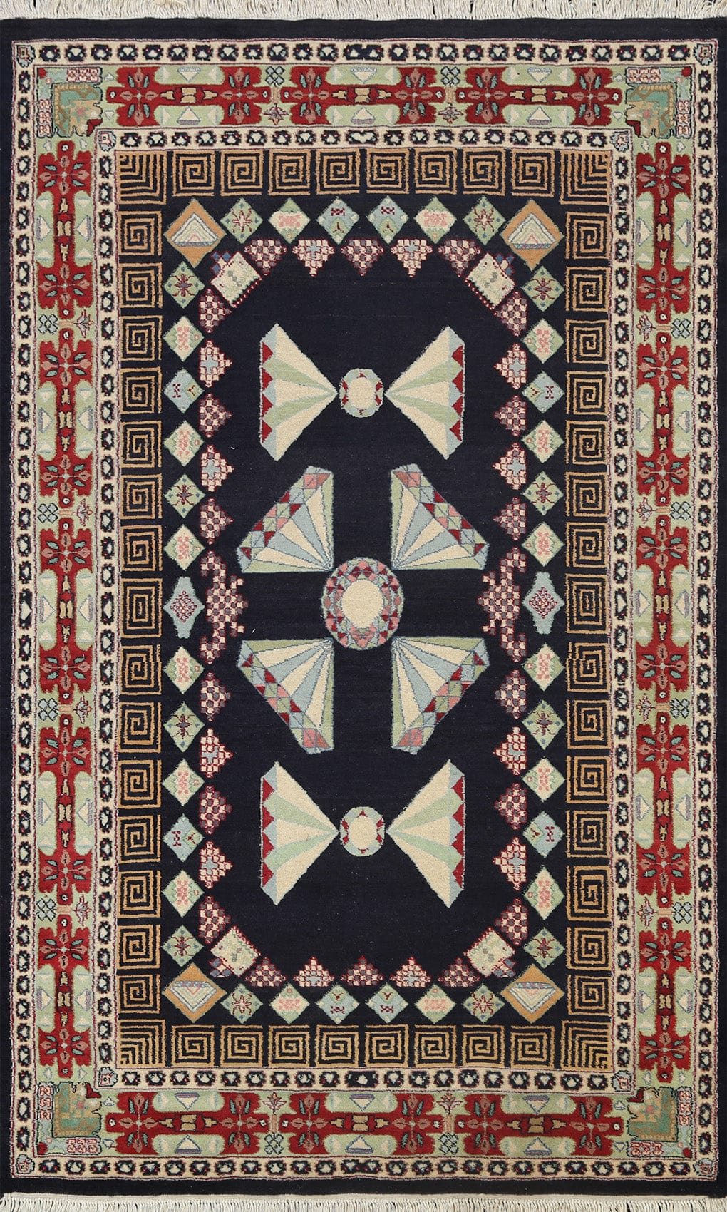 Vegetable Dye Geometric Tabriz Oriental Area Rug 4x6