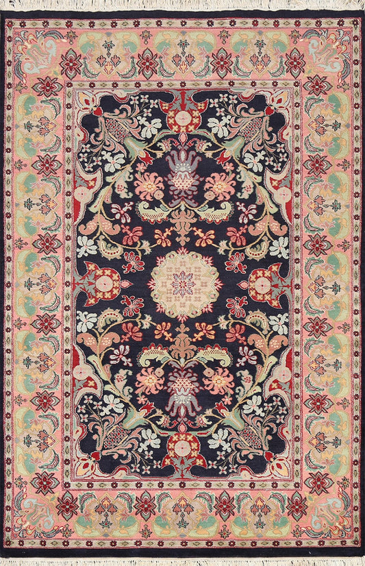 Vegetable Dye Floral Tabriz Oriental Area Rug 4x6