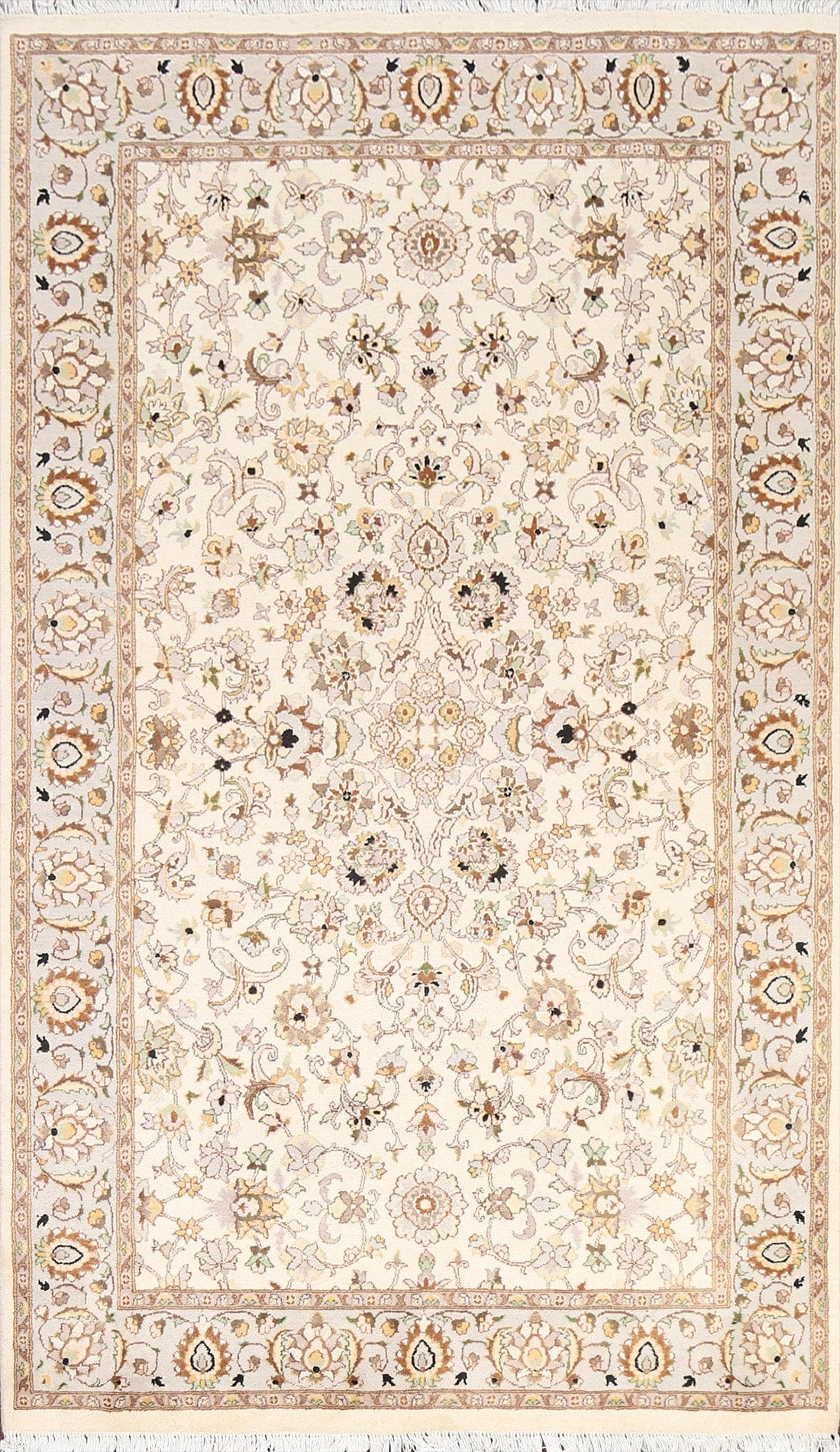 Vegetable Dye Floral Tabriz Oriental Area Rug 5x8