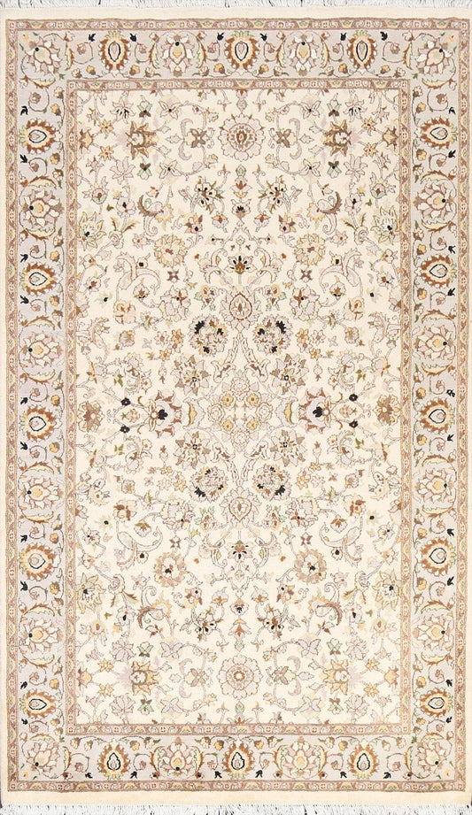 Vegetable Dye Floral Tabriz Oriental Area Rug 5x8