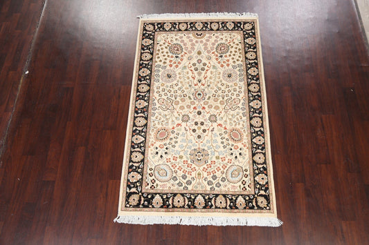 Vegetable Dye Floral Tabriz Oriental Area Rug 4x7