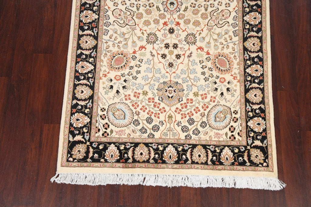 Vegetable Dye Floral Tabriz Oriental Area Rug 4x7