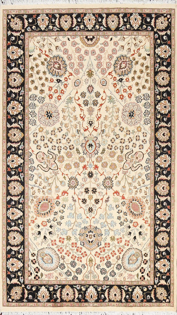 Vegetable Dye Floral Tabriz Oriental Area Rug 4x7