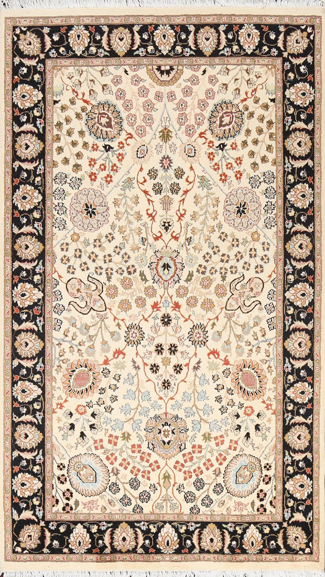 Vegetable Dye Floral Tabriz Oriental Area Rug 4x7