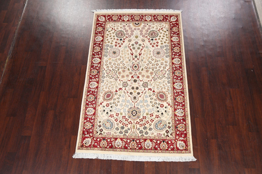 Vegetable Dye Floral Tabriz Oriental Area Rug 5x7