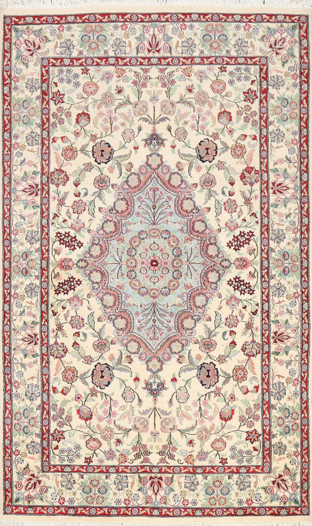 Vegetable Dye Floral Tabriz Oriental Area Rug 5x7