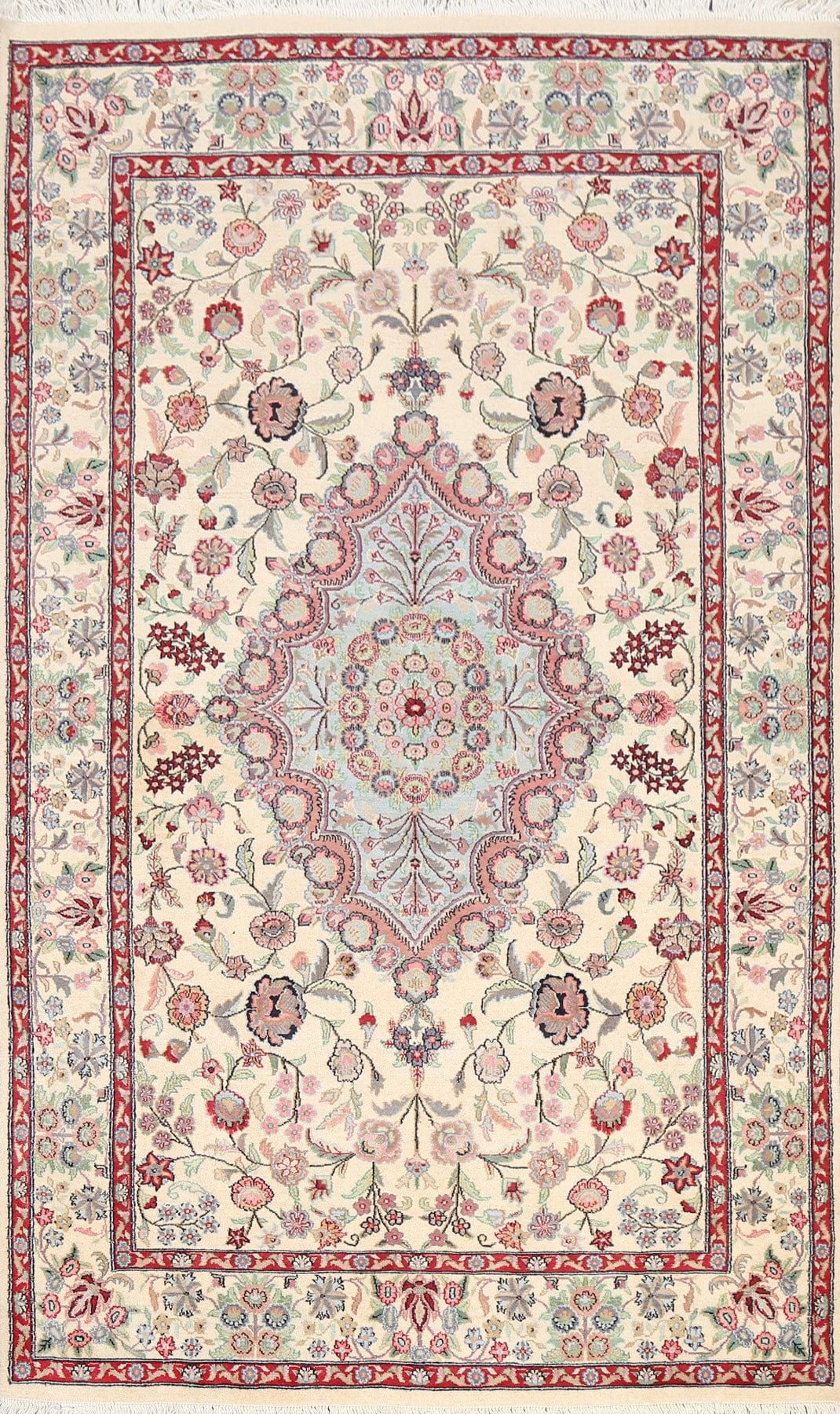 Vegetable Dye Floral Tabriz Oriental Area Rug 5x7