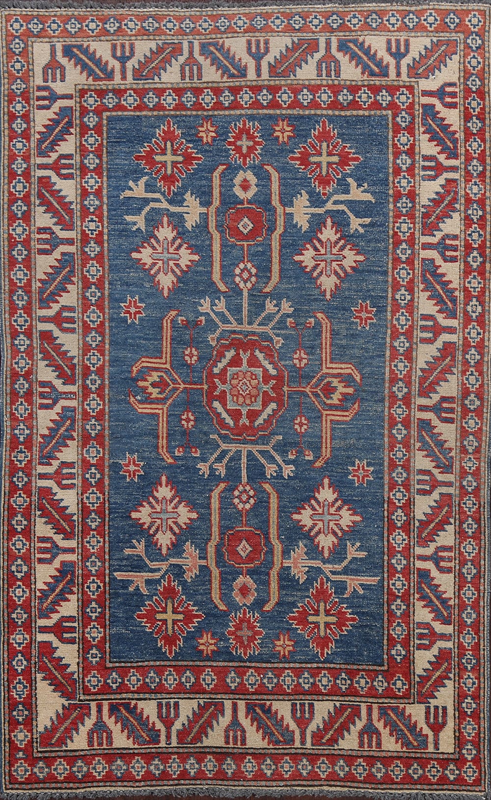 100% Vegetable Dye Super Kazak Oriental Area Rug 4x6