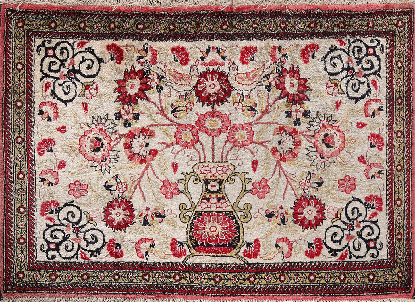 100% Vegetable Dye Qum Oriental Area Rug 2x3