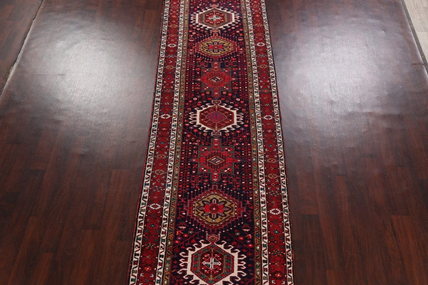 Geometric Heriz Persian Runner Rug 4x14