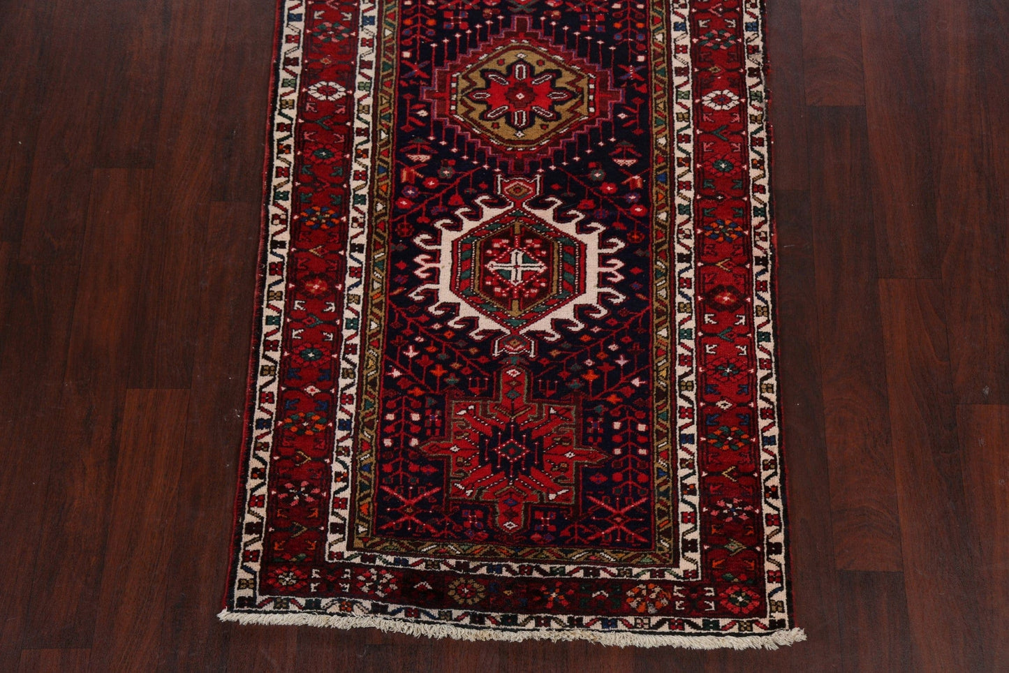 Geometric Heriz Persian Runner Rug 4x14