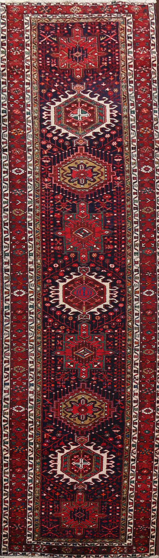 Geometric Heriz Persian Runner Rug 4x14